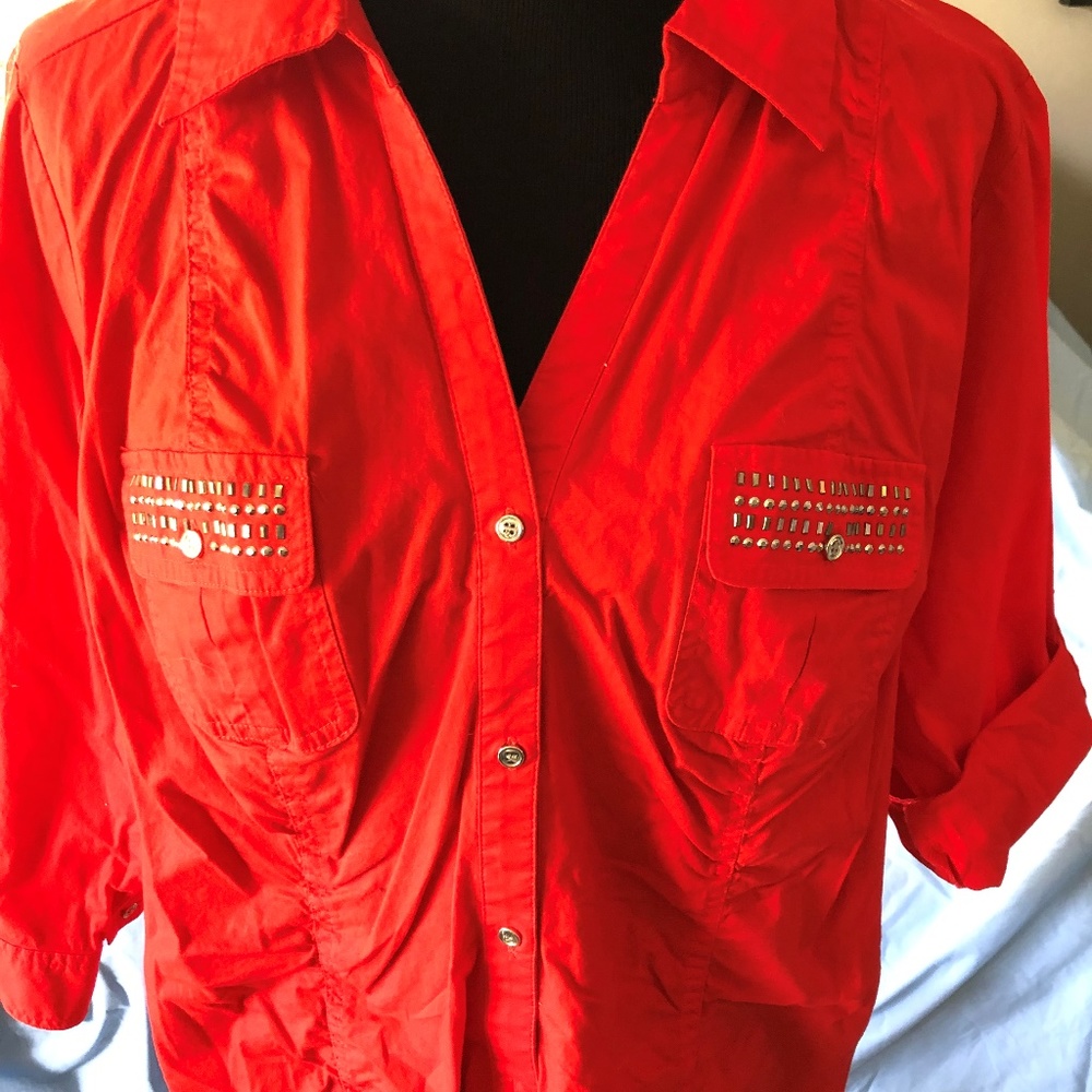 Orange button down shirt